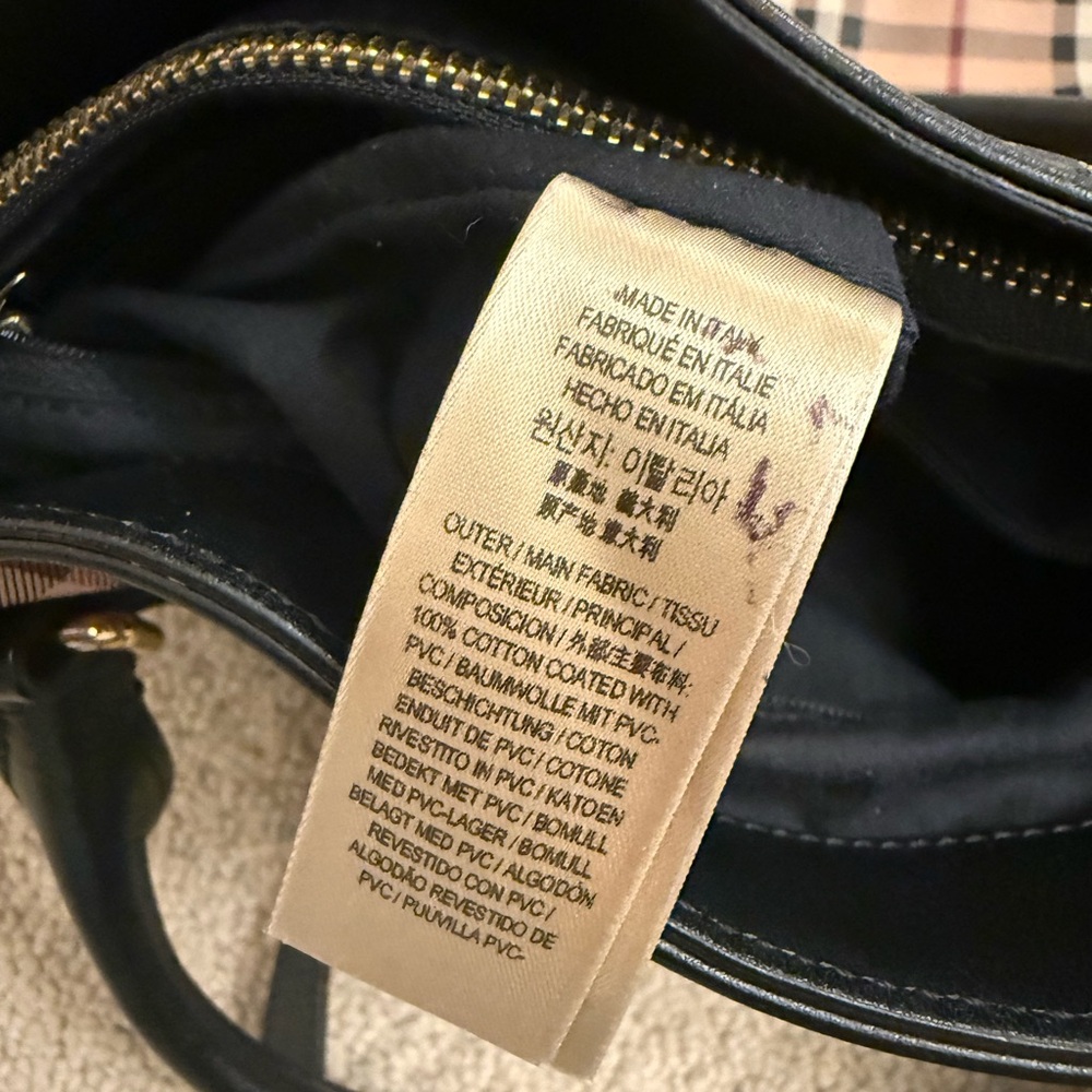 BURBERRY Haymarket Check Coated Canvas Medium Goldtone Tote Bag - Picture 15 of 16